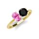 4 - Tanya Oval Shape Pink Sapphire & Cushion Shape Black Onyx 2 Stone Duo Ring 