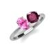 4 - Tanya Oval Shape Pink Sapphire & Cushion Shape Rhodolite Garnet 2 Stone Duo Ring 