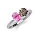 4 - Tanya Oval Shape Pink Sapphire & Cushion Shape Smoky Quartz 2 Stone Duo Ring 