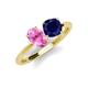 4 - Tanya Oval Shape Pink Sapphire & Cushion Shape Blue Sapphire 2 Stone Duo Ring 