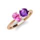 4 - Tanya Oval Shape Pink Sapphire & Cushion Shape Amethyst 2 Stone Duo Ring 