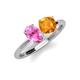 4 - Tanya Oval Shape Pink Sapphire & Cushion Shape Citrine 2 Stone Duo Ring 