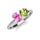 4 - Tanya Oval Shape Pink Sapphire & Cushion Shape Peridot 2 Stone Duo Ring 