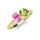 4 - Tanya Oval Shape Pink Sapphire & Cushion Shape Peridot 2 Stone Duo Ring 