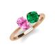 4 - Tanya Oval Shape Pink Sapphire & Cushion Shape Emerald 2 Stone Duo Ring 