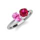 4 - Tanya Oval Shape Pink Sapphire & Cushion Shape Ruby 2 Stone Duo Ring 