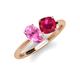 4 - Tanya Oval Shape Pink Sapphire & Cushion Shape Ruby 2 Stone Duo Ring 