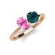 4 - Tanya Oval Shape Pink Sapphire & Cushion Shape London Blue Topaz 2 Stone Duo Ring 