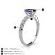 4 - Amaira 7x5 mm Emerald Cut Iolite and Round Diamond Engagement Ring  
