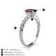 4 - Amaira 7x5 mm Emerald Cut Rhodolite Garnet and Round Diamond Engagement Ring  