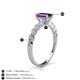 4 - Amaira 7x5 mm Emerald Cut Amethyst and Round Diamond Engagement Ring  