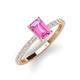 3 - Charlotte Desire 7x5 mm Emerald Cut Pink Sapphire and Round Diamond Hidden Halo Engagement Ring 