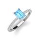 3 - Charlotte Desire 7x5 mm Emerald Cut Blue Topaz and Round Diamond Hidden Halo Engagement Ring 