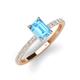 3 - Charlotte Desire 7x5 mm Emerald Cut Blue Topaz and Round Diamond Hidden Halo Engagement Ring 