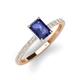 3 - Charlotte Desire 7x5 mm Emerald Cut Iolite and Round Diamond Hidden Halo Engagement Ring 