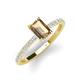 3 - Charlotte Desire 7x5 mm Emerald Cut Smoky Quartz and Round Diamond Hidden Halo Engagement Ring 