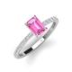 3 - Charlotte Desire 7x5 mm Emerald Cut Pink Sapphire and Round Diamond Hidden Halo Engagement Ring 