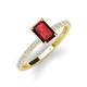 3 - Charlotte Desire 7x5 mm Emerald Cut Red Garnet and Round Diamond Hidden Halo Engagement Ring 