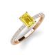 3 - Charlotte Desire 7x5 mm Emerald Cut Yellow Sapphire and Round Diamond Hidden Halo Engagement Ring 