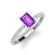 3 - Charlotte Desire 7x5 mm Emerald Cut Amethyst and Round Diamond Hidden Halo Engagement Ring 