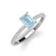 3 - Charlotte Desire 7x5 mm Emerald Cut Aquamarine and Round Diamond Hidden Halo Engagement Ring 