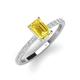 3 - Charlotte Desire 7x5 mm Emerald Cut Yellow Sapphire and Round Diamond Hidden Halo Engagement Ring 