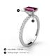 4 - Charlotte Desire 7x5 mm Emerald Cut Rhodolite Garnet and Round Diamond Hidden Halo Engagement Ring 