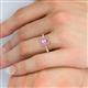 5 - Wanda Desire Emerald Cut 7x5 mm Pink Sapphire and Round Diamond Leaf Engraved Halo Engagement Ring 