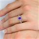 5 - Wanda Desire Emerald Cut 7x5 mm Amethyst and Round Diamond Leaf Engraved Halo Engagement Ring 