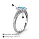 4 - Wanda Desire Emerald Cut 7x5 mm Blue Topaz and Round Diamond Leaf Engraved Halo Engagement Ring 