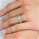 5 - Wanda Desire Emerald Cut 7x5 mm Blue Topaz and Round Diamond Leaf Engraved Halo Engagement Ring 