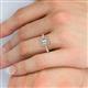 5 - Wanda Desire Emerald Cut 7x5 mm Diamond and Round Diamond Leaf Engraved Halo Engagement Ring 
