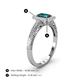 4 - Wanda Desire Emerald Cut 7x5 mm London Blue Topaz and Round Diamond Leaf Engraved Halo Engagement Ring 