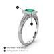 4 - Wanda Desire Emerald Cut 7x5 mm Emerald and Round Diamond Leaf Engraved Halo Engagement Ring 