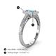 4 - Wanda Desire Emerald Cut 7x5 mm Aquamarine and Round Diamond Leaf Engraved Halo Engagement Ring 
