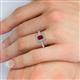 5 - Wanda Desire Emerald Cut 7x5 mm Ruby and Round Diamond Leaf Engraved Halo Engagement Ring 
