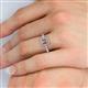 5 - Wanda Desire Emerald Cut 7x5 mm Morganite and Round Diamond Leaf Engraved Halo Engagement Ring 