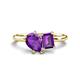 1 - Nadya Pear & Emerald Shape Amethyst 2 Stone Duo Ring 