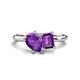 1 - Nadya Pear & Emerald Shape Amethyst 2 Stone Duo Ring 