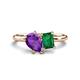 1 - Nadya Pear Shape Amethyst & Emerald Shape Emerald 2 Stone Duo Ring 