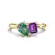 1 - Nadya Pear Shape Lab Created Alexandrite & Emerald Shape Amethyst 2 Stone Duo Ring 