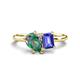 1 - Nadya Pear Shape Lab Created Alexandrite & Emerald Shape Tanzanite 2 Stone Duo Ring 
