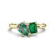 1 - Nadya Pear Shape Lab Created Alexandrite & Emerald Shape Emerald 2 Stone Duo Ring 