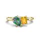 1 - Nadya Pear Shape Lab Created Alexandrite & Emerald Shape Citrine 2 Stone Duo Ring 