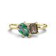1 - Nadya Pear Shape Lab Created Alexandrite & Emerald Shape Smoky Quartz 2 Stone Duo Ring 
