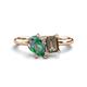 1 - Nadya Pear Shape Lab Created Alexandrite & Emerald Shape Smoky Quartz 2 Stone Duo Ring 