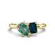 1 - Nadya Pear Shape Lab Created Alexandrite & Emerald Shape London Blue Topaz 2 Stone Duo Ring 