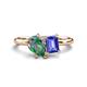1 - Nadya Pear Shape Lab Created Alexandrite & Emerald Shape Tanzanite 2 Stone Duo Ring 
