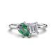 1 - Nadya Pear Shape Lab Created Alexandrite & Emerald Shape White Sapphire 2 Stone Duo Ring 