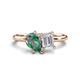 1 - Nadya Pear Shape Lab Created Alexandrite & Emerald Shape White Sapphire 2 Stone Duo Ring 